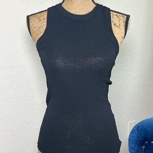 Zara Black Ribbed Crewneck Tank